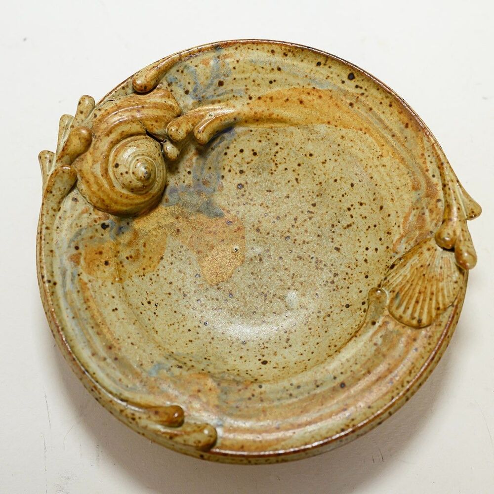 National Pottery Shell Dish Plate‎ Marked SZH 1st Trinket Bowl bathroom decor